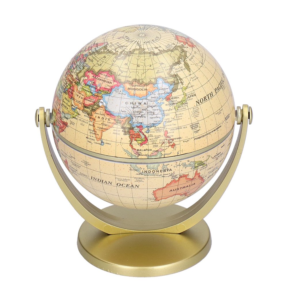 Omabeta Desktop Mini World Globe, Learning Globe for Home, School, Office, and Decor, Durable Plastic Geography Globe for Children and Adults