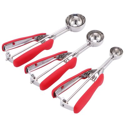 TIKATARER 3-Piece Ice Cream Scoop Set, 304 Stainless Steel, Red