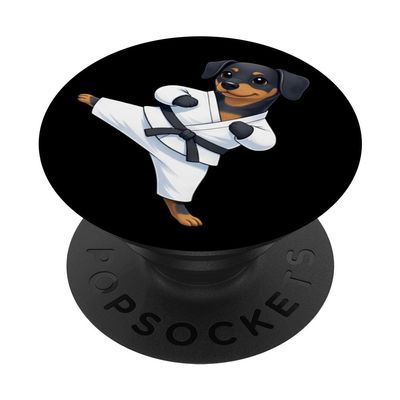 Cute Rottweiler Puppy in Karate Uniform PopSockets Adhesive PopGrip