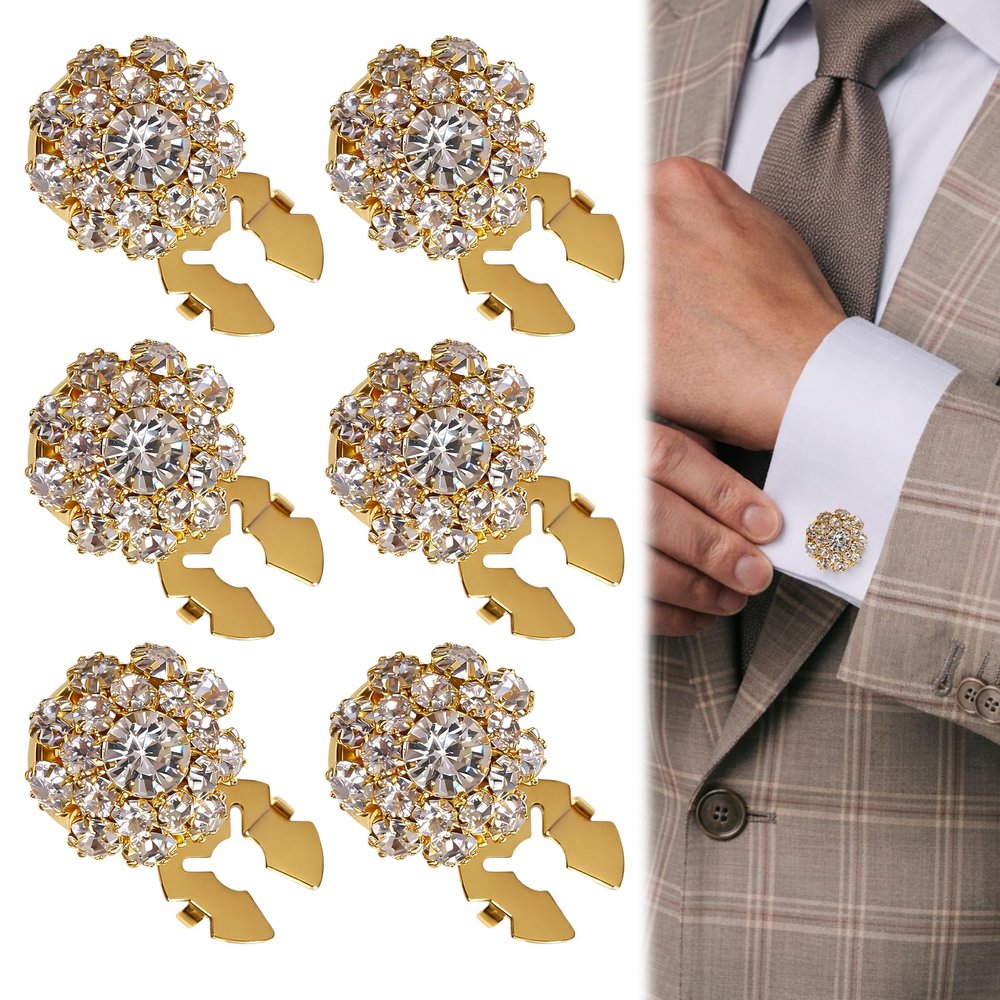 6 Pack Removable Button Covers for Women - Gold