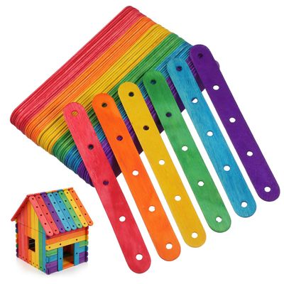 MAGICLULU 100 Pack Colorful Ice Cream Sticks with Holes