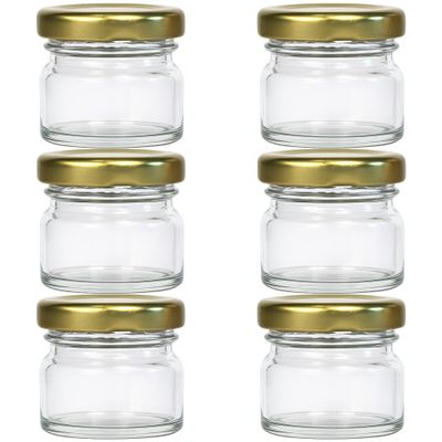 hocz 6-Pack Mini Jam Jars, 30 ml, with Gold TO 43 Lids