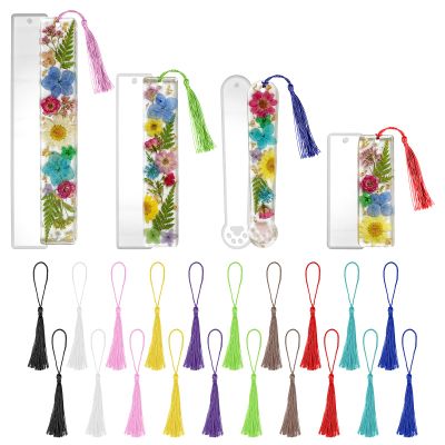Nogeqi 4-Piece Acrylic Bookmark Molds with 20 Tassels