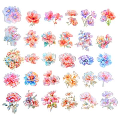 Nogeqi 30 Pack Transparent Flower Stickers