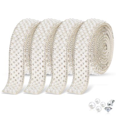 DOPENPSI 4 Rolls 2cm Self-Adhesive Rhinestone Ribbon