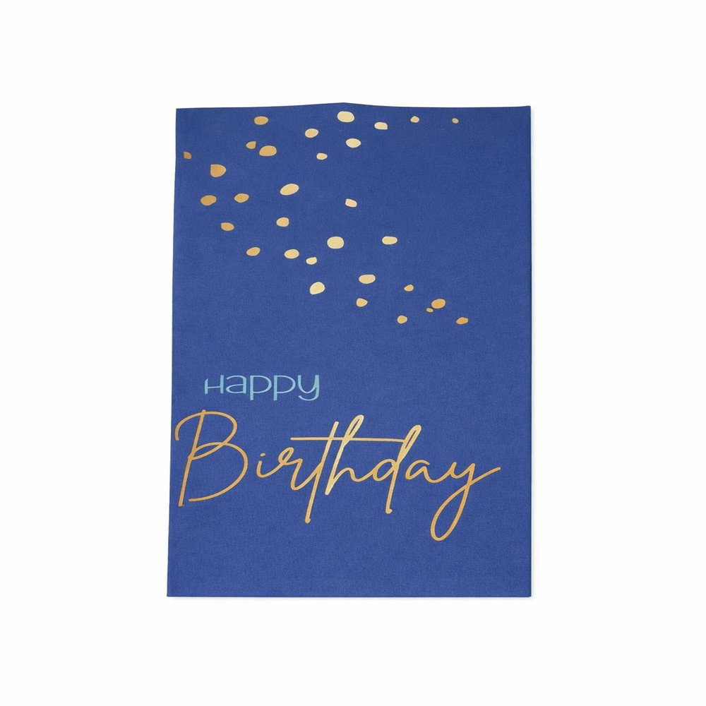 STUWU Premium Happy Birthday Napkins Blue Gold