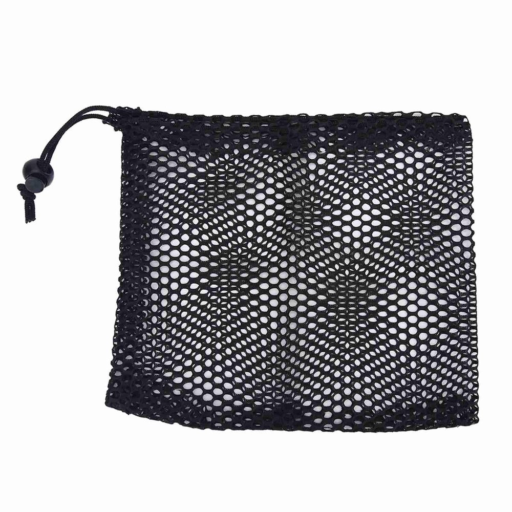 Xyntor Golf Ball Bag | Black Nylon Mesh Drawstring Bag for Storage and Transport | 3 Sizes for 10–50 Balls