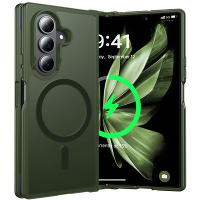 FNDMIL Magnetic MagSafe Silicone Case for Samsung Galaxy Z Fold 7, Dark Green