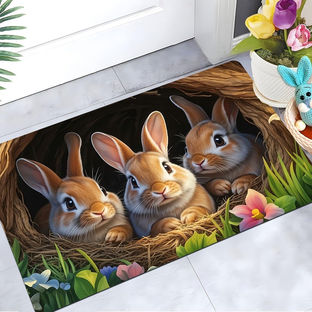 xueneige Easter Doormat, Spring 3D Optical Illusion Rug