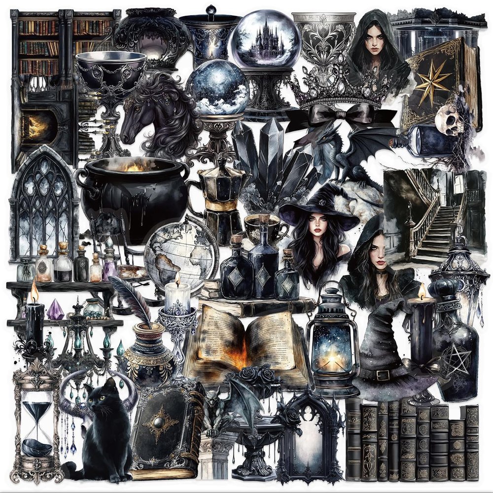 Radiella 100 Pcs Black Magic Witch Stickers