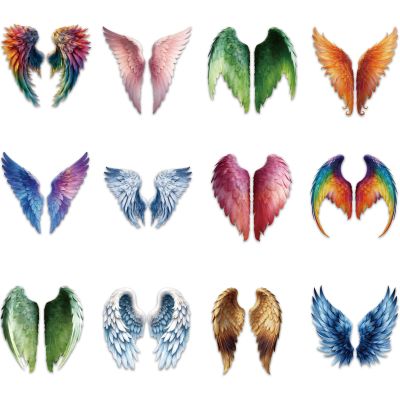 SUPERDANT 12-Piece Colorful Wing Heat Transfer Stickers
