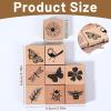 9-Piece Vintage Wooden Stamp Set - Butterfly & Flower Designs view 2