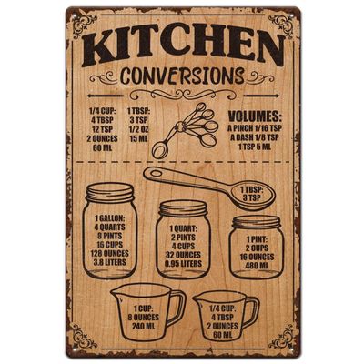SUPERDANT Kitchen Conversion Metal Sign 20x30cm