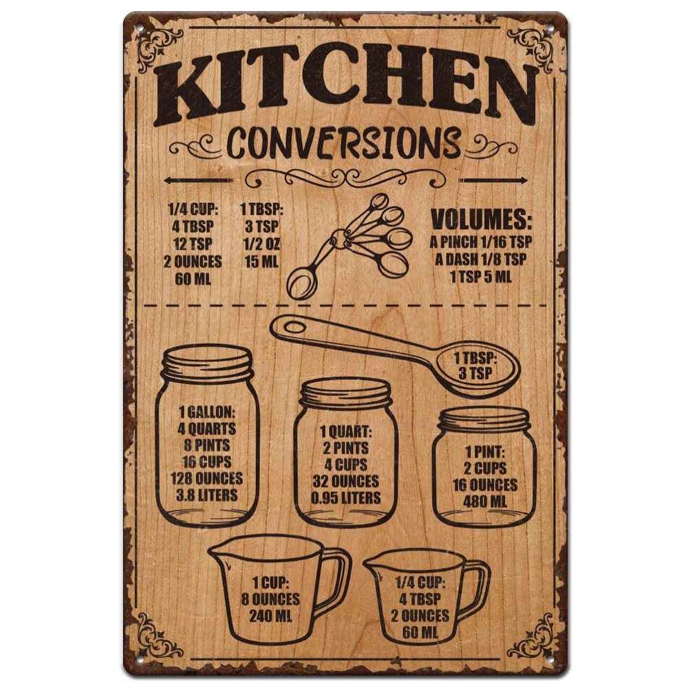 SUPERDANT Kitchen Conversion Metal Sign 20x30cm