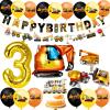 Excavator Birthday Decoration Set for 3-Year-Old Boys view 1