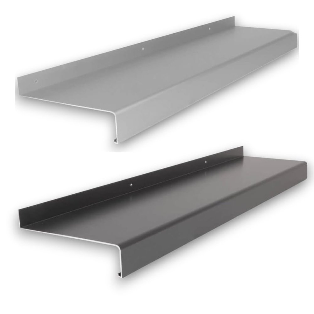 Aluminum Exterior Window Sill, Custom-Cut, EV1 Silver or RAL 7016 Anthracite, Made in Germany (D 19.5 cm x L 80 cm)