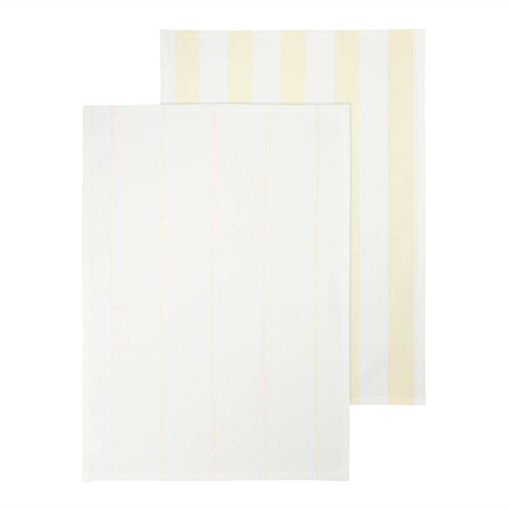 blomus TAULO Dish Towel Set of 2 | 70 x 50 cm | White/Transparent Yellow | Striped