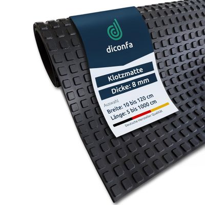 diconfa 8 mm Rubber Block Mat, 100 x 440 cm, Cut to Size