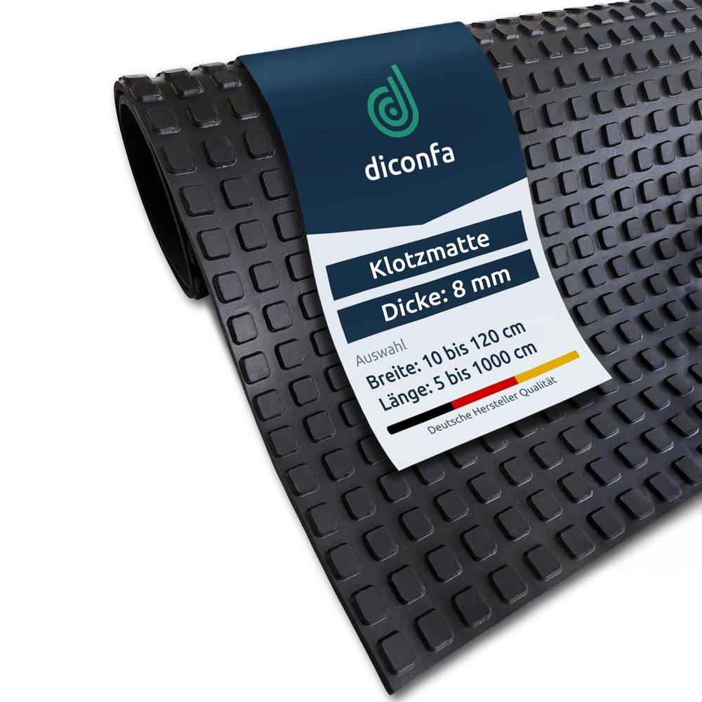 diconfa PROFiLINE Rubber Block Mat 8 mm, 100 × 400 cm, Fabric-Reinforced