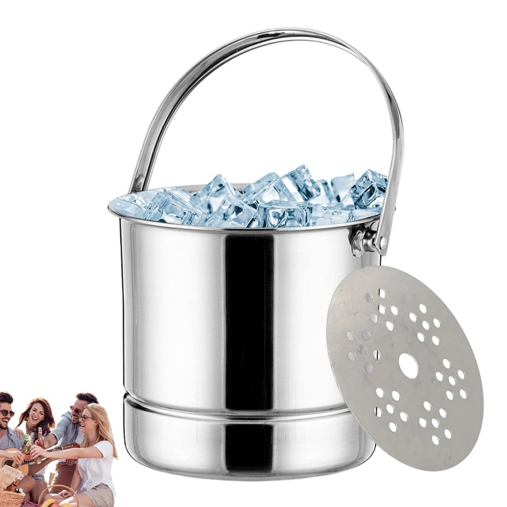 Party Ice Bucket, Stainless Steel with Handle, Large Capacity