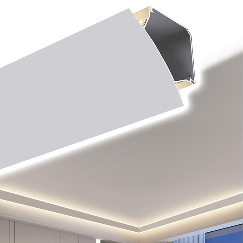 Aluminum Channel Profile for LED Strips, 1/3/5/7/9/10 m, Wall and Ceiling Corner, Linear Diffuser Cover (7.8 m/25.6 ft)