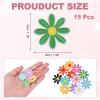 QUARKZMAN 15 Pcs Daisy Iron-On Patches, 3cm Green Flower Patches view 2
