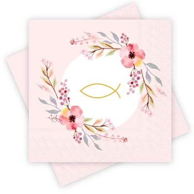 Paper+Design 20 Pink Napkins with Gold Fish Symbol