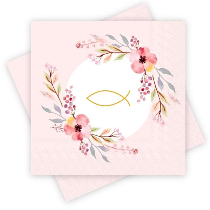 Paper+Design 20 Pink Napkins with Gold Fish Symbol