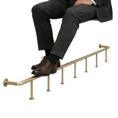 Indoor Foot Rail, Round Tube Industrial Bar Footrest, Floor-Mounted, Gold, 100 cm/3.3 ft