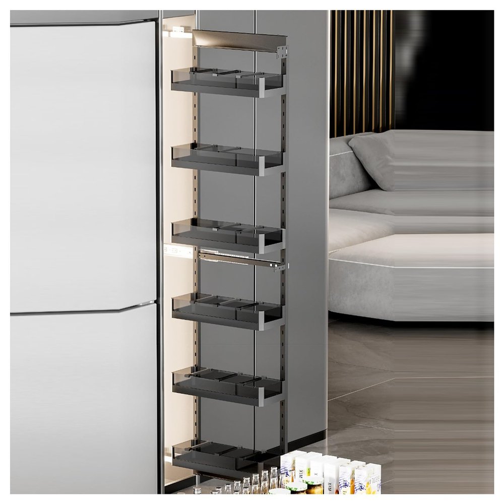 Pull-Out Drawer Organizer with Soft-Glide Rails and Dividers for Tight Spaces