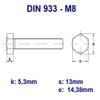 A4 Stainless Steel Hex Bolts DIN 933, Fully Threaded, M8 x 40 mm, 5-Pack view 3