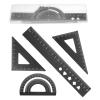 PATIKIL 4-Piece Aluminum Alloy Geometry Drawing Set, 20 cm Ruler, Protractor and Triangles, Black view 1