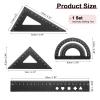 PATIKIL 4-Piece Aluminum Alloy Geometry Drawing Set, 20 cm Ruler, Protractor and Triangles, Black view 2