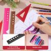 PATIKIL 4-Piece Aluminum Alloy Geometry Drawing Set, 20 cm Ruler, Protractor and Triangles, Black view 4