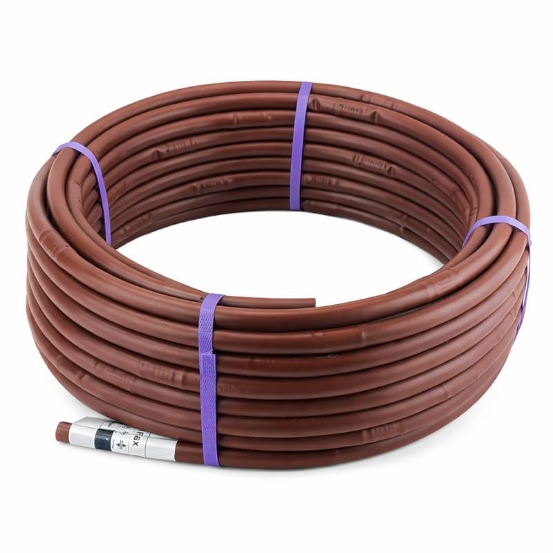 RIEGOPRO Self-Compensating Dripline, Brownflex, 25 m, 16 mm, 2.2 L/h, 33 cm Spacing, Suitable for Burial