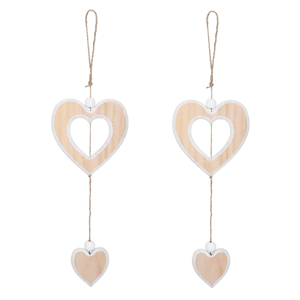SHENLIU 2-Pack Heart Wooden Decor Hangings