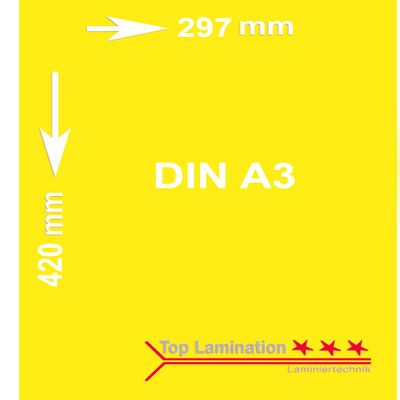 Top Lamination 100 Sheets Canary Yellow 120 g/m A3 (297 x 420 mm) Printable Premium Colored Paper