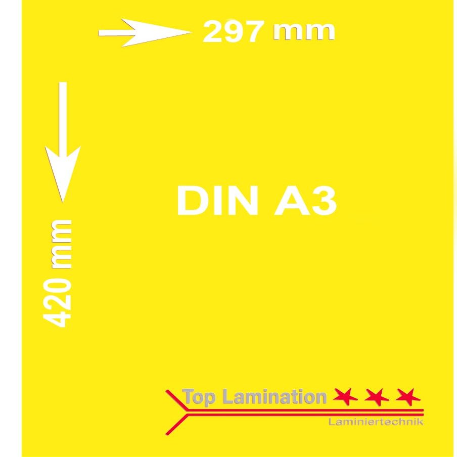 Top Lamination 100 Sheets Canary Yellow 120 g/m A3 (297 x 420 mm) Printable Premium Colored Paper