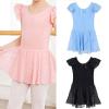 Greabuy Girls' Ballet Leotard with Sparkly Sequins and Tutu Skirt, Blue, 150 cm view 2