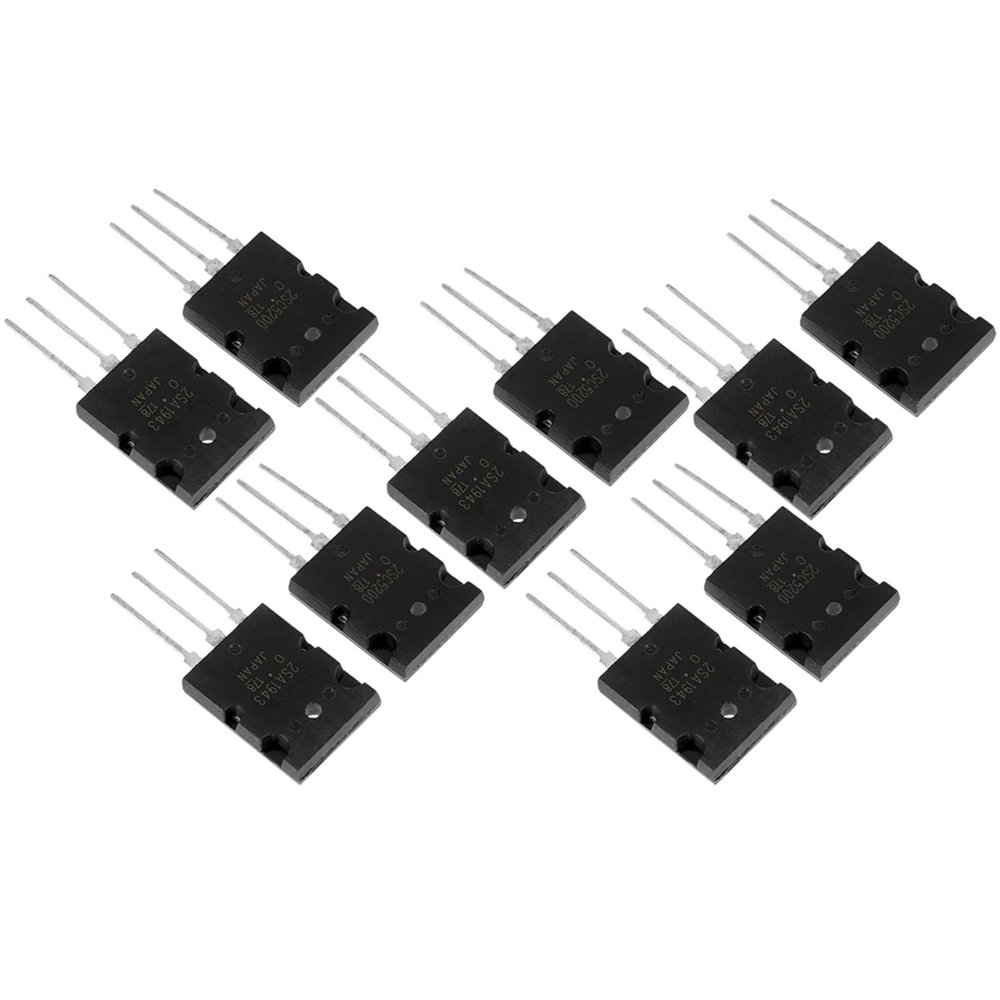 SEAFRONT 5 Pairs 2SA1943 2SC5200 Audio Transistors, Matched High-Power Silicon Transistors, 10 Pieces