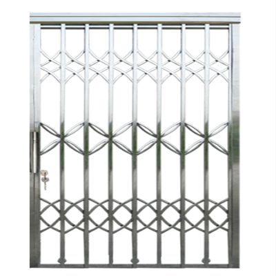 Stainless Steel Security Grille Door – Retractable Folding Sliding Gate with Double Panels