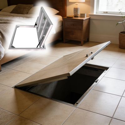 Flush-Mount Interior Floor Hatch with Removable Steel Plate