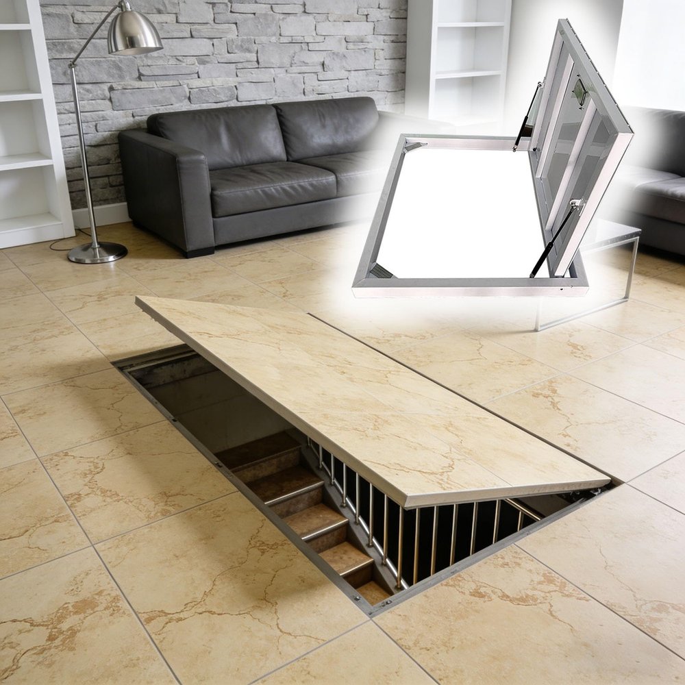 Concealed Basement and Crawl Space Floor Door for Home or Garage