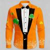 Men's St. Patrick's Day Long-Sleeve 3D Shamrock Button-Down Shirt view 2