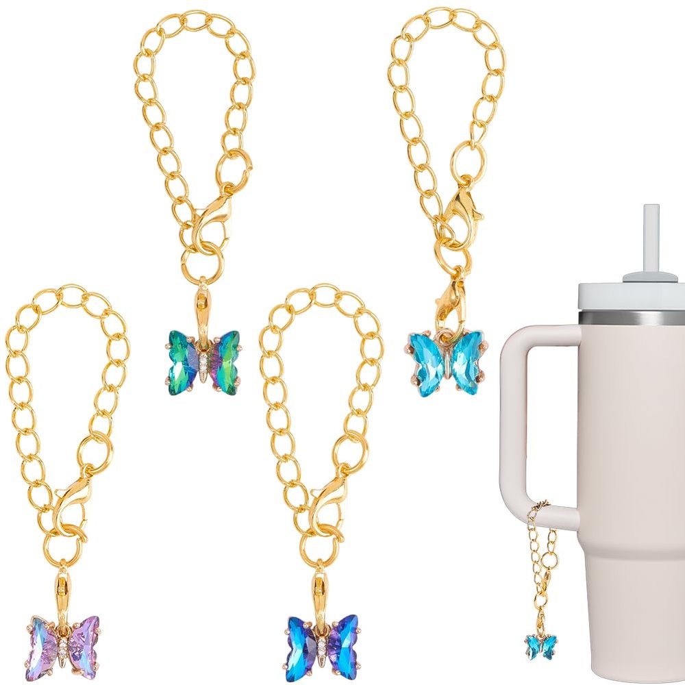 BEAMARKER 1 Box 4Pcs Butterfly Water Bottle Charms