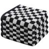 AZIDWERYQ Checkered Towels, 4-Piece Set, 14.6 x 29 in, Black and White Cotton view 4