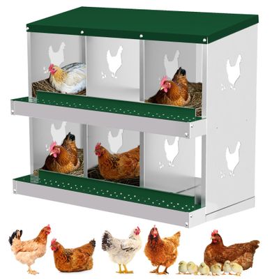 Koioplie Heavy-Duty Metal Chicken Laying Nest, 6 Compartments, Rust-Resistant