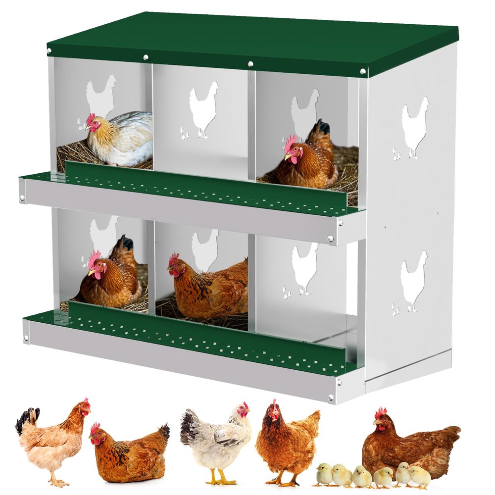 Koioplie Heavy-Duty Metal Chicken Laying Nest, 6 Compartments, Rust-Resistant