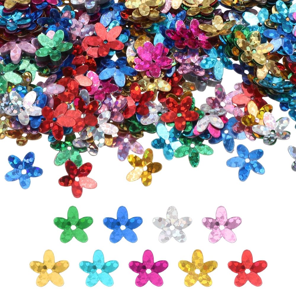 QUARKZMAN 50g Flower Loose Sequins 10mm Glitter Beads