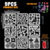 FINGERINSPIRE 9-Piece Bohemian Stencil Set with Brush 20x20cm view 2